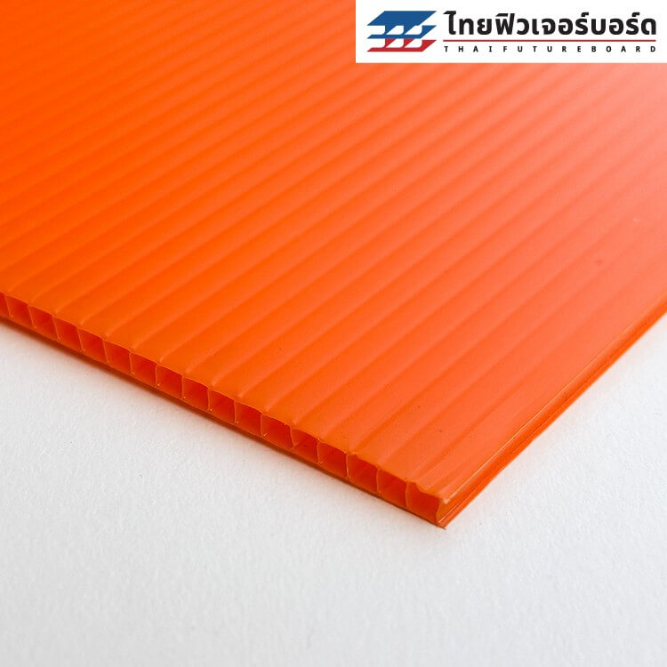 แผ่นฟิวเจอร์บอร์ด 130×245cm หนา 2-5mm สีส้ม - Image 3